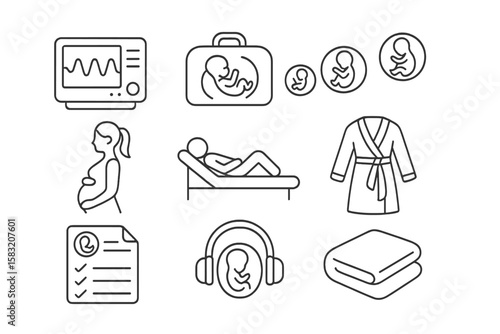 Maternity, pregnancy outline icon set. healthcare, baby planning icons collection