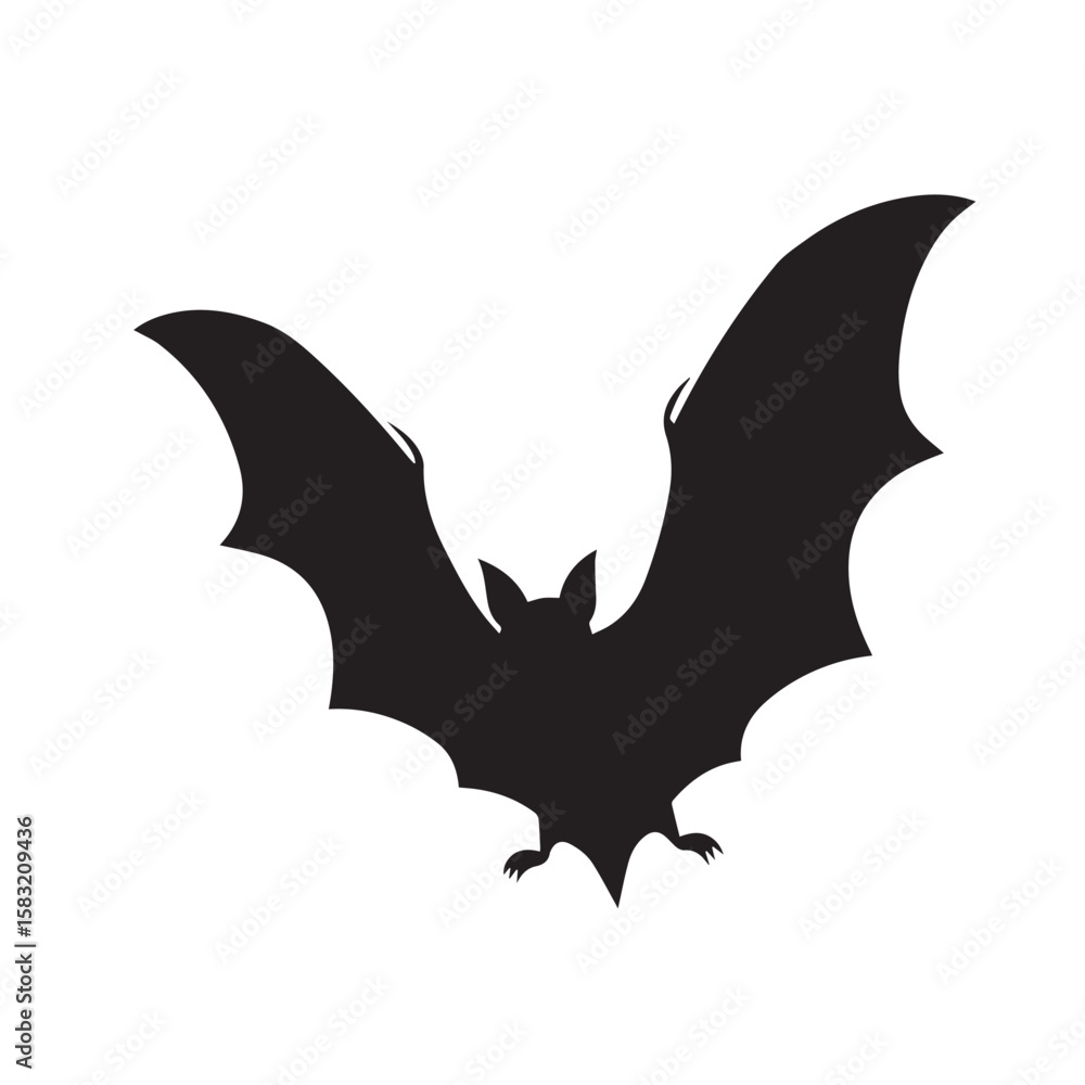Fototapeta premium Bat silhouette black and white vector icon