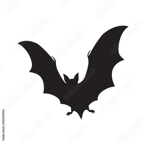 Bat silhouette black and white vector icon
