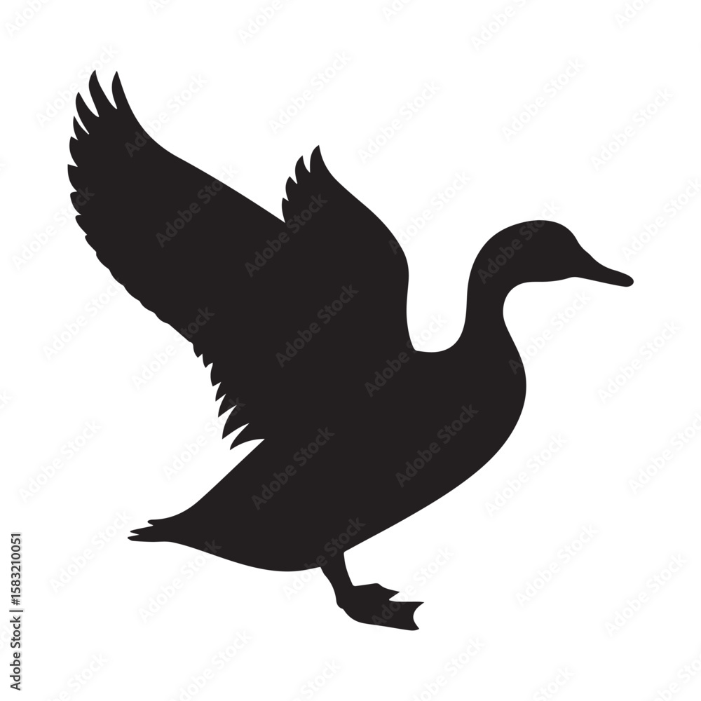 Obraz premium Duck silhouette black and white vector icon 