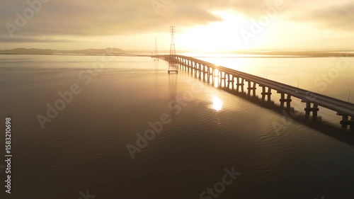Wallpaper Mural Scenery Of The Sunrise Over Dumbarton Bridge In Menlo Park, California, USA - Drone Shot Torontodigital.ca