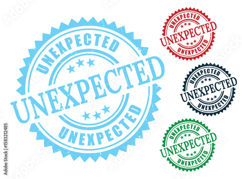 Unexpected Message Stamp Pack, Grunge Rubber Alert and Shock Vector Set  