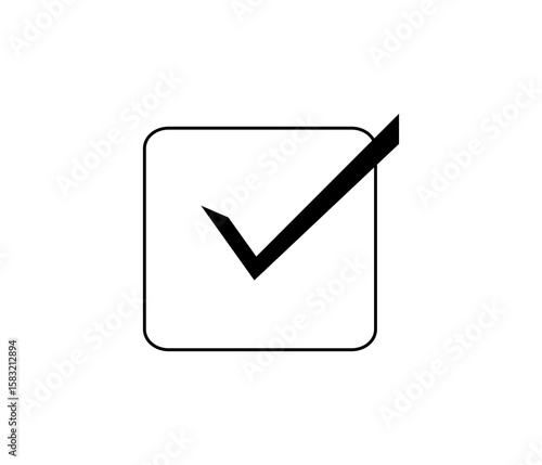 Black check mark icon inside rounded square box. Minimalist approval symbol for UI elements, stickers, infographics, task apps, and interface design accents Free Download Black check mark icon inside rounded square box. Minimalist approval symbol for UI elements, stickers, infographics, task apps, and interface design accents - GFXLoad