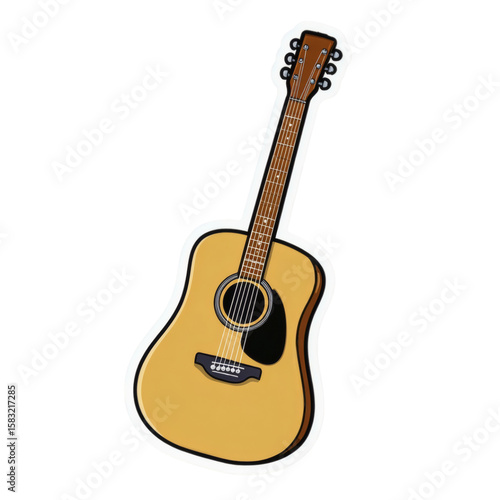 Acoustic Guitar Illustration on Transparent Background