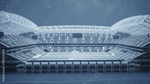 Stadium Blueprint Rotating Architecture Visualization