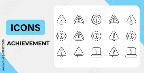 Warning Iconography Set Featuring Triangle and Gear Designs for Alerting and Notification Systems