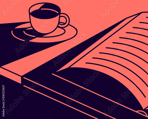 A Book And Coffee Cup With Dramatic Lighting