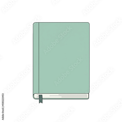 Free Download Light Green Notebook with Bookmark and Soft Cover on Transparent Background - GFXLoad