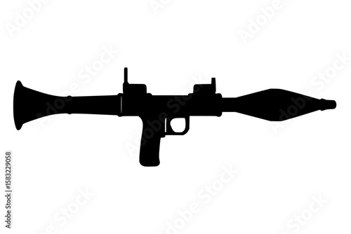 Silhouette of a military weapon isolated on a white background