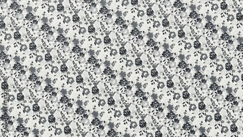 Looping black and white small flower tile pattern.