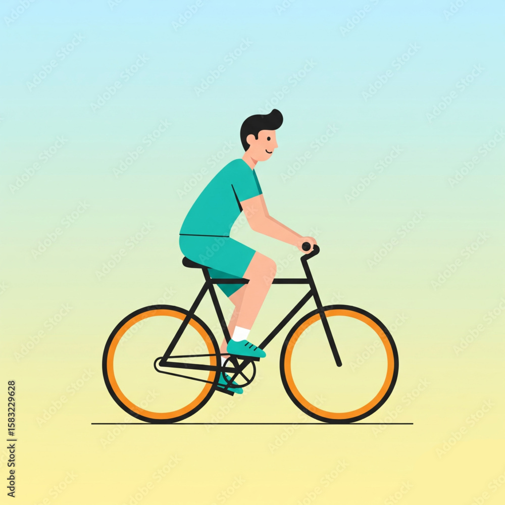 Man Riding Bicycle Flat Illustration.eps Man Riding Bicycle Flat Illustration.eps