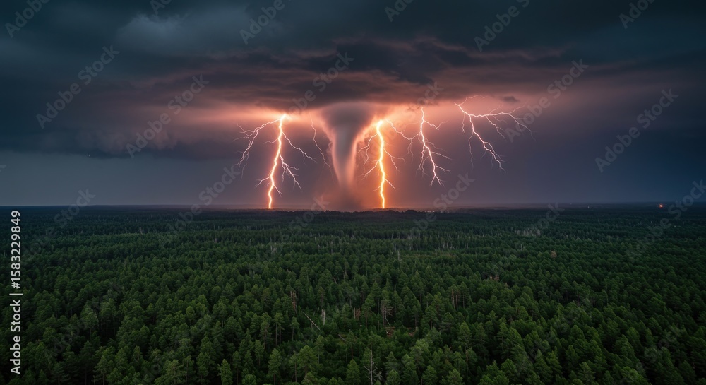Obraz premium Storm over forest