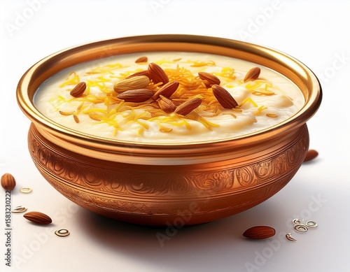 delicious kheer rice pudding on a isolated on white backgroun generative ai