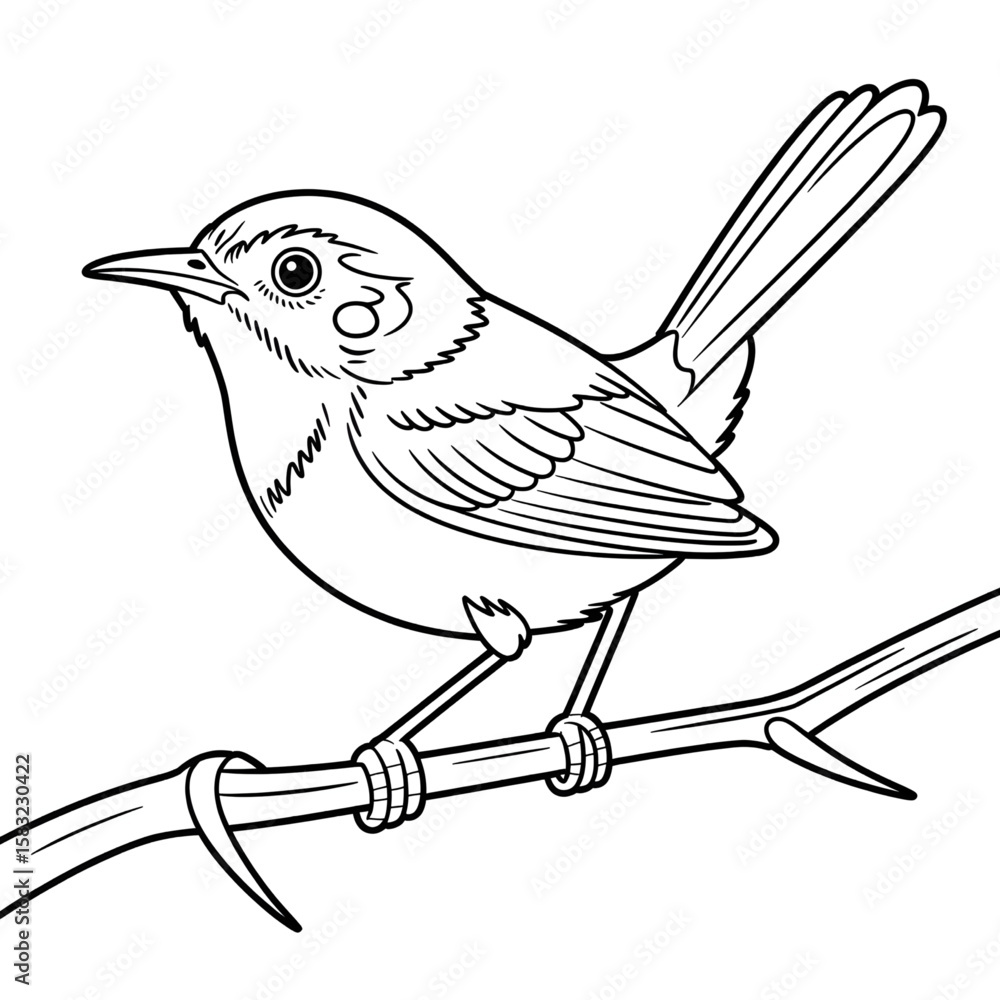 Obraz premium Illustration vector of a tailorbird coloring page