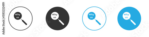 Why us icon, simple flat style, illustration, logo sign symbol pictogram template, for ui or ux.