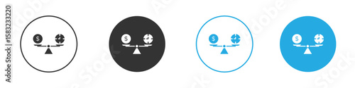 Time and money compare scale icon, simple flat style, illustration, logo sign symbol pictogram template, for ui or ux.