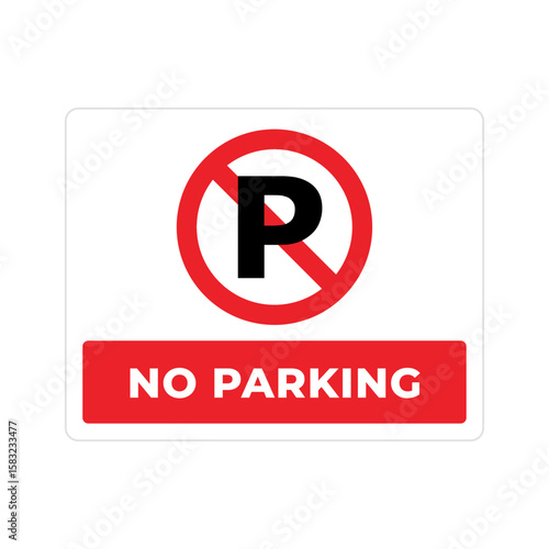 Free Download Flat design no parking icon with red prohibition mark - GFXLoad