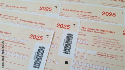 Set of Australian tax forms for the year 2025