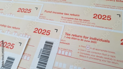 Set of Australian tax forms for the year 2025