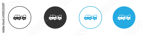 Rear end collision icon, simple flat style, illustration, logo sign symbol pictogram template, for ui or ux.