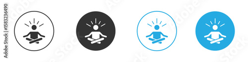 Meditating icon, simple flat style, illustration, logo sign symbol pictogram template, for ui or ux.