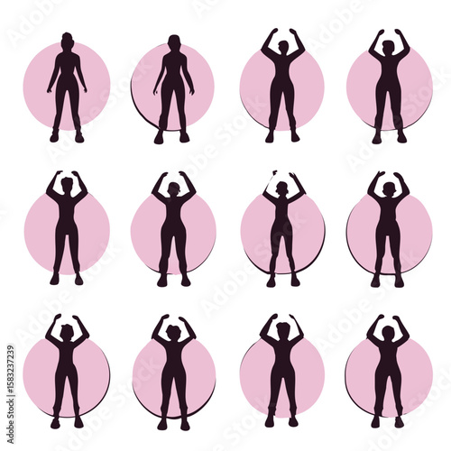 Aerobics women workout poses fitness