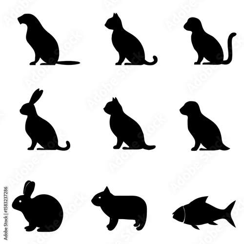 Black Animal Silhouettes Collection rabbit