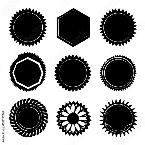 Geometric Shapes Black Silhouettes circular hexagonal