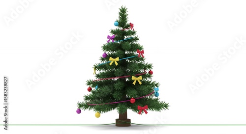 Decorated artificial christmas tree