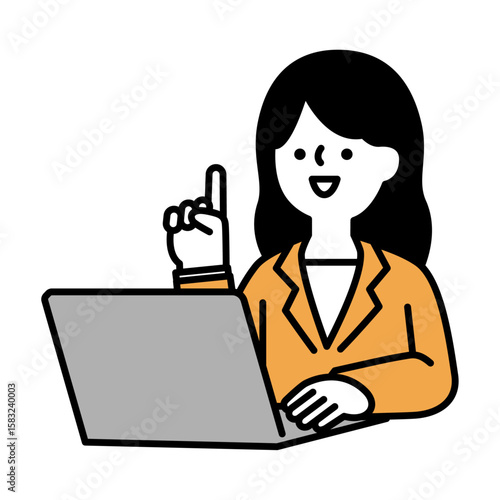 オンラインで会話する笑顔のビジネスパーソン女性のイメージイラスト素材