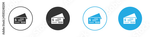 Cheque icon, simple flat style, illustration, logo sign symbol pictogram template, for ui or ux.