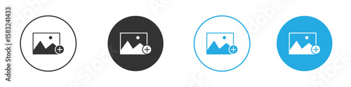 Add photos icon, simple flat style, illustration, logo sign symbol pictogram template, for ui or ux.