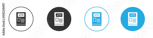 ATM machine icon, simple flat style, illustration, logo sign symbol pictogram template, for ui or ux.
