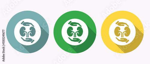 Kidney health care symbol with hands protecting kidneys in circles