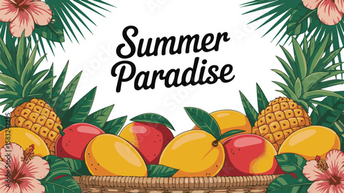 Create a kinds of deferent Summer time tropic landscape banners vector art with white background.