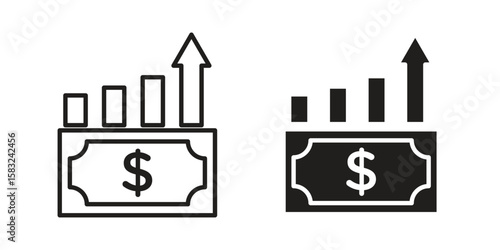 capital gain icon in flat and liner trendy style for app ui designs