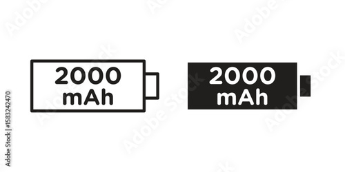 mAh icon in flat and liner trendy style for app ui designs