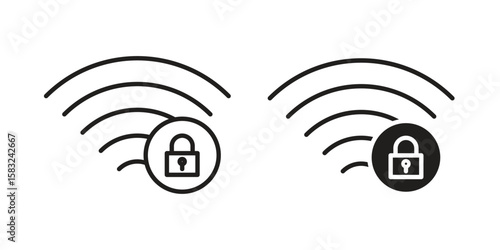 Wifi security icon in flat and liner trendy style for app ui designs