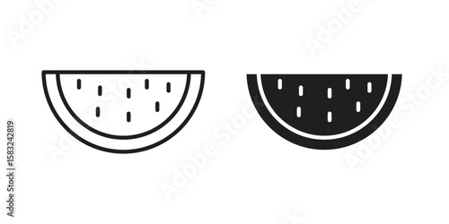 Watermelon slice icon in flat and liner trendy style for app ui designs