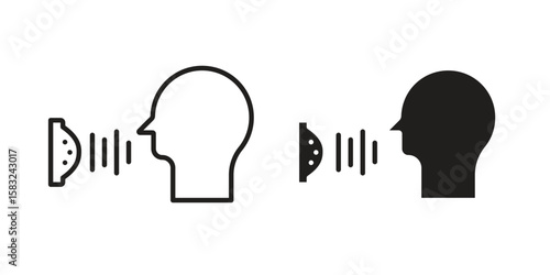 Voice control icon in flat and liner trendy style for app ui designs