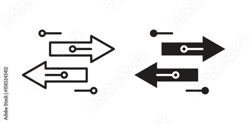 Transfer icon in flat and liner trendy style for app ui designs