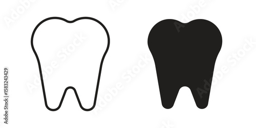 Tooth icon in flat and liner trendy style for app ui designs