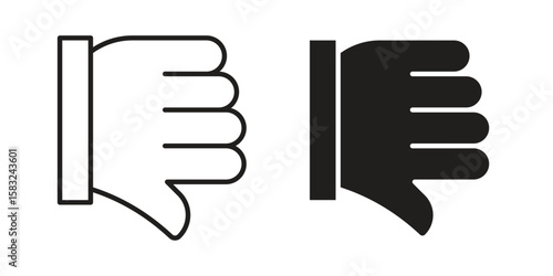 Thumb down icon in flat and liner trendy style for app ui designs