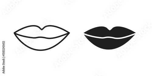 Thin lips icon in flat and liner trendy style for app ui designs