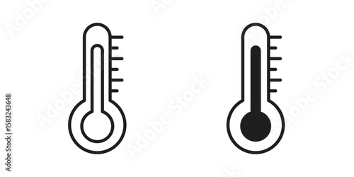 Thermometer icon in flat and liner trendy style for app ui designs