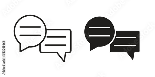 Text chat icon in flat and liner trendy style for app ui designs