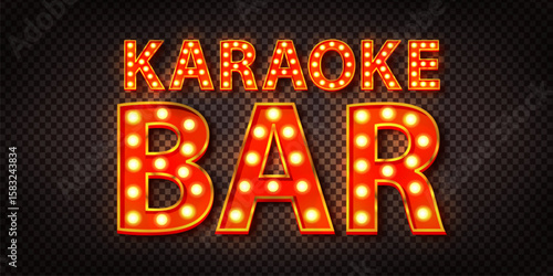 Vector marquee neon sign of Karaoke Bar isolated on the transparent background.