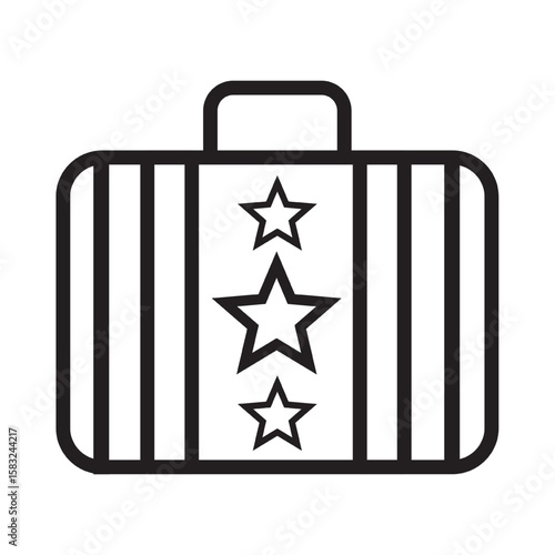 A suitcase with a star icon. For travel, business, etc.
