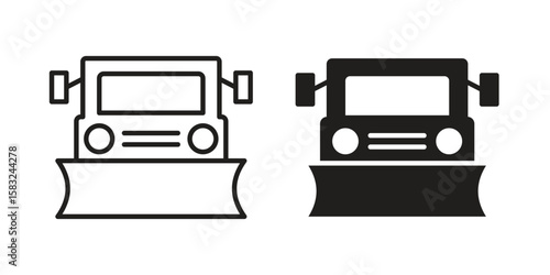Snowplow icon in flat and liner trendy style for app ui designs