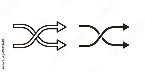 Shuffle icon in flat and liner trendy style for app ui designs